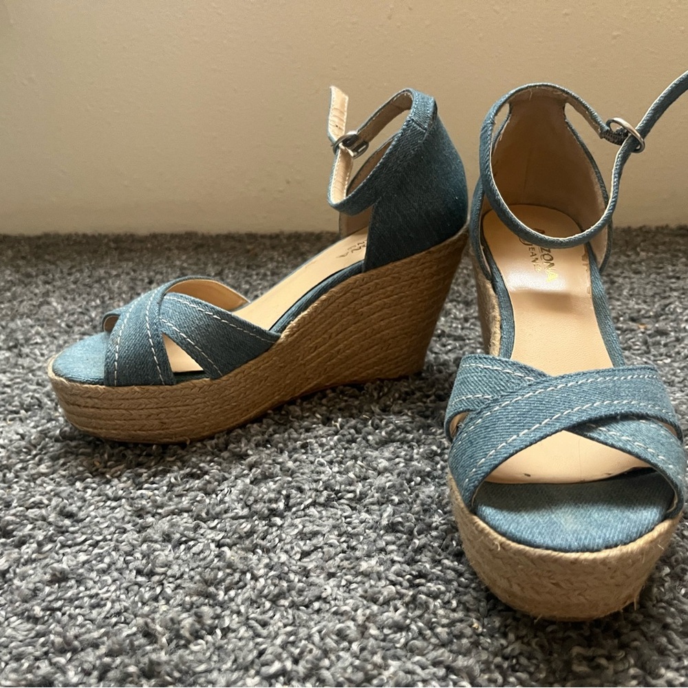 Women's Denim Wedge Sandals
